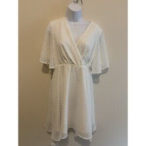 Missky BoHo Bridal Womens Medium Sundress Swiss Dot Tea Length Lined Grecian